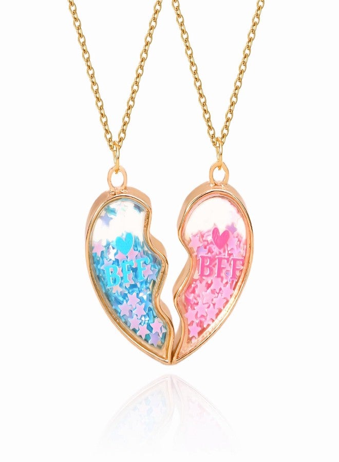 DOYYCA Best Friend Necklace Gifts Matching Locket Heart BFF Friendship Necklace for 2 (Pink Blue) - Image 1